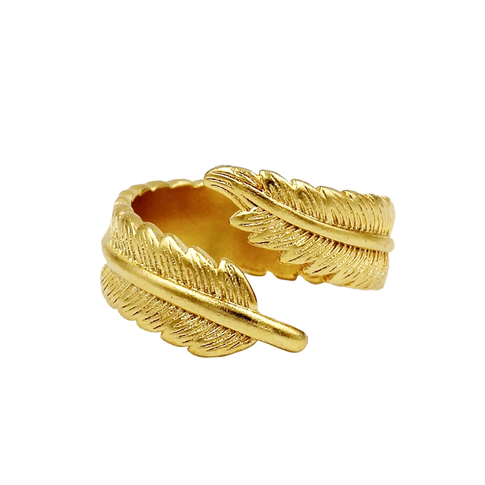 Fashion feather gold ring